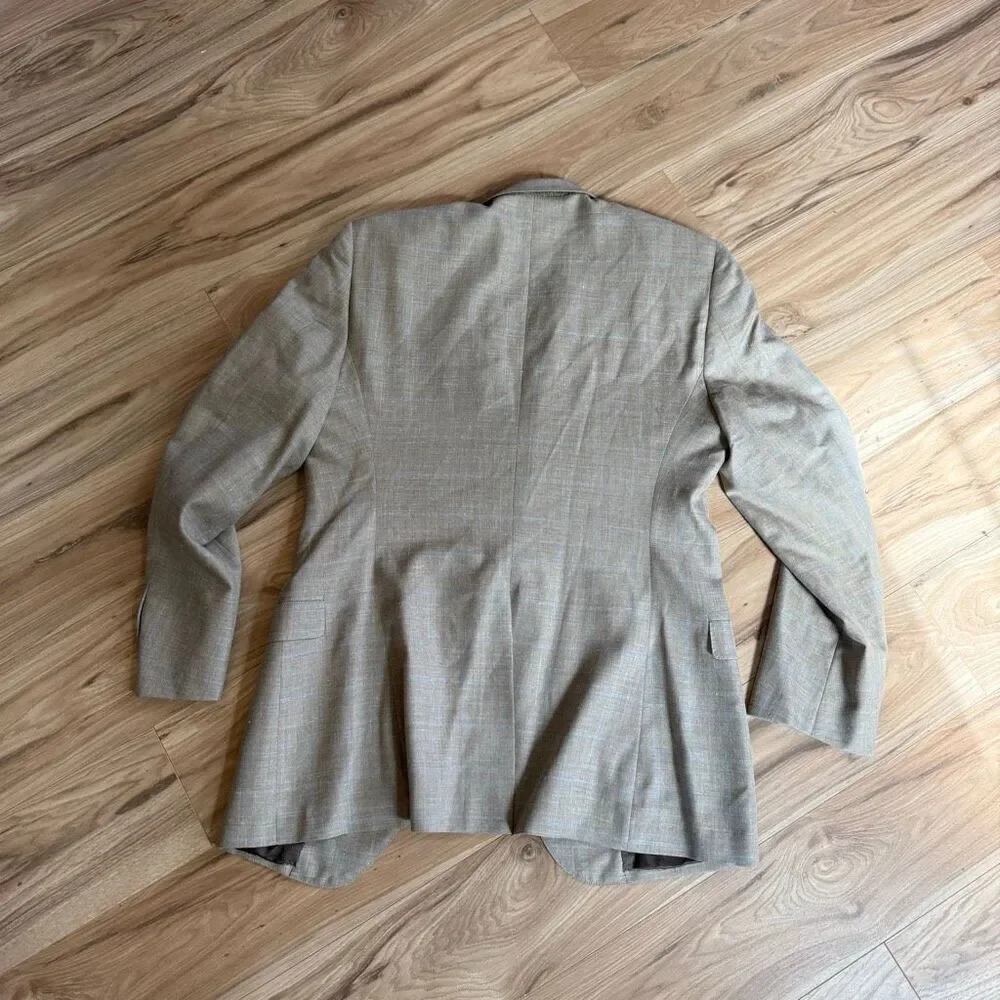 Brooks Brothers Mens Beige Fitzgerald Wool Silk Blend Sport Coat Blazer Size 44L